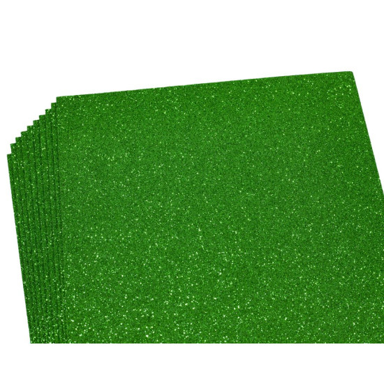 Фоаміран 1.7мм,  10 аркушів 21х29,7  -  зелений з глітером Зелений Unison (17GLA4-018)