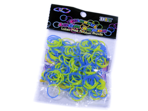 Набір резинок для плетіння браслетів,  половинки жовто-сині,  200шт./уп (Нт 116.5)