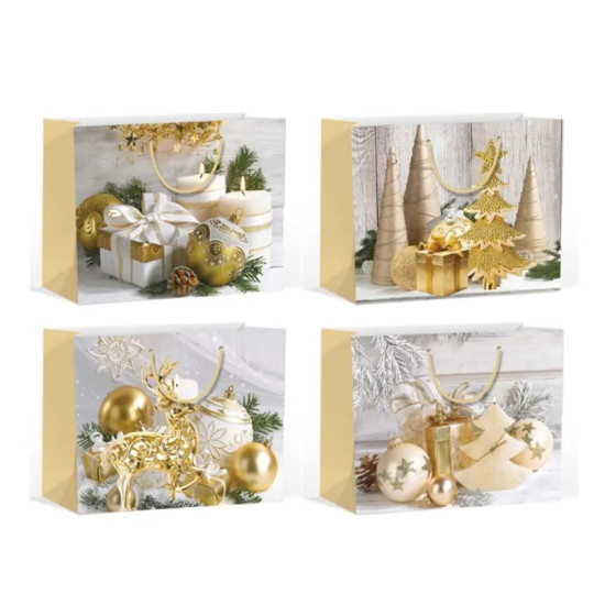 Новогодний подарочный пакет с глиттером "Новогоднее настроение", 24х18х10см, Разноцветный Unison (DV-BK9754-4S)