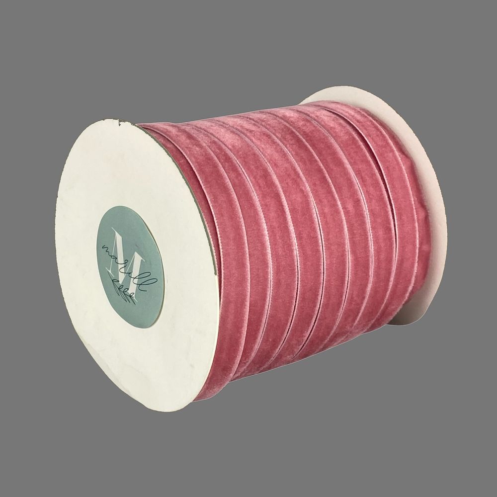 Бархатная лента  1,0 см х 50 ярдов Розовый Marill (D00910- C 76)
