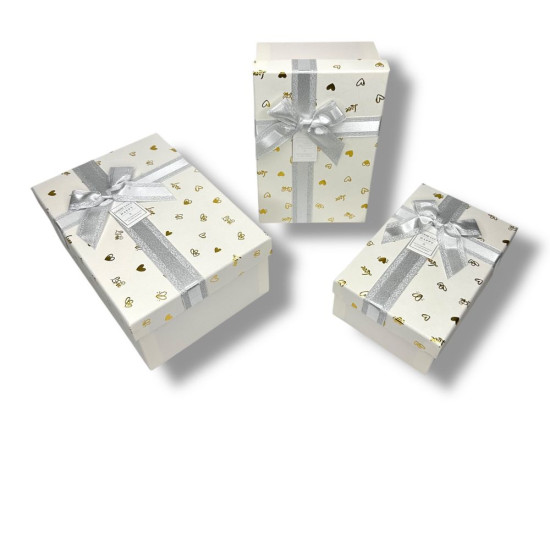 Набір коробок 3 шт прямокутні, 16 х 23 х 9,5см (098709 white)