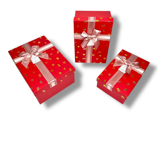 Набір коробок 3 шт прямокутні, 16 х 23 х 9,5см (098709 red)