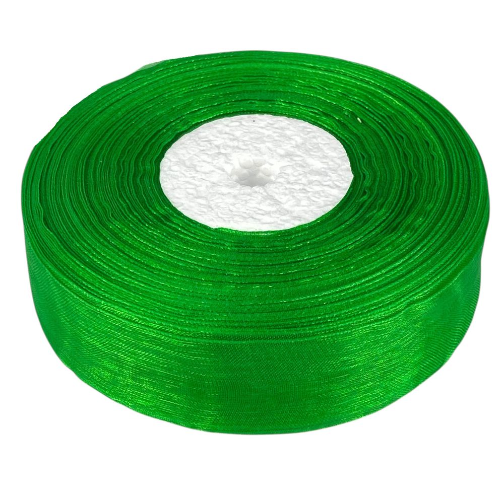 Лента с органзы  зеленая 2,5 см х  50 ярдов Зеленый Marill (D02025-1019)