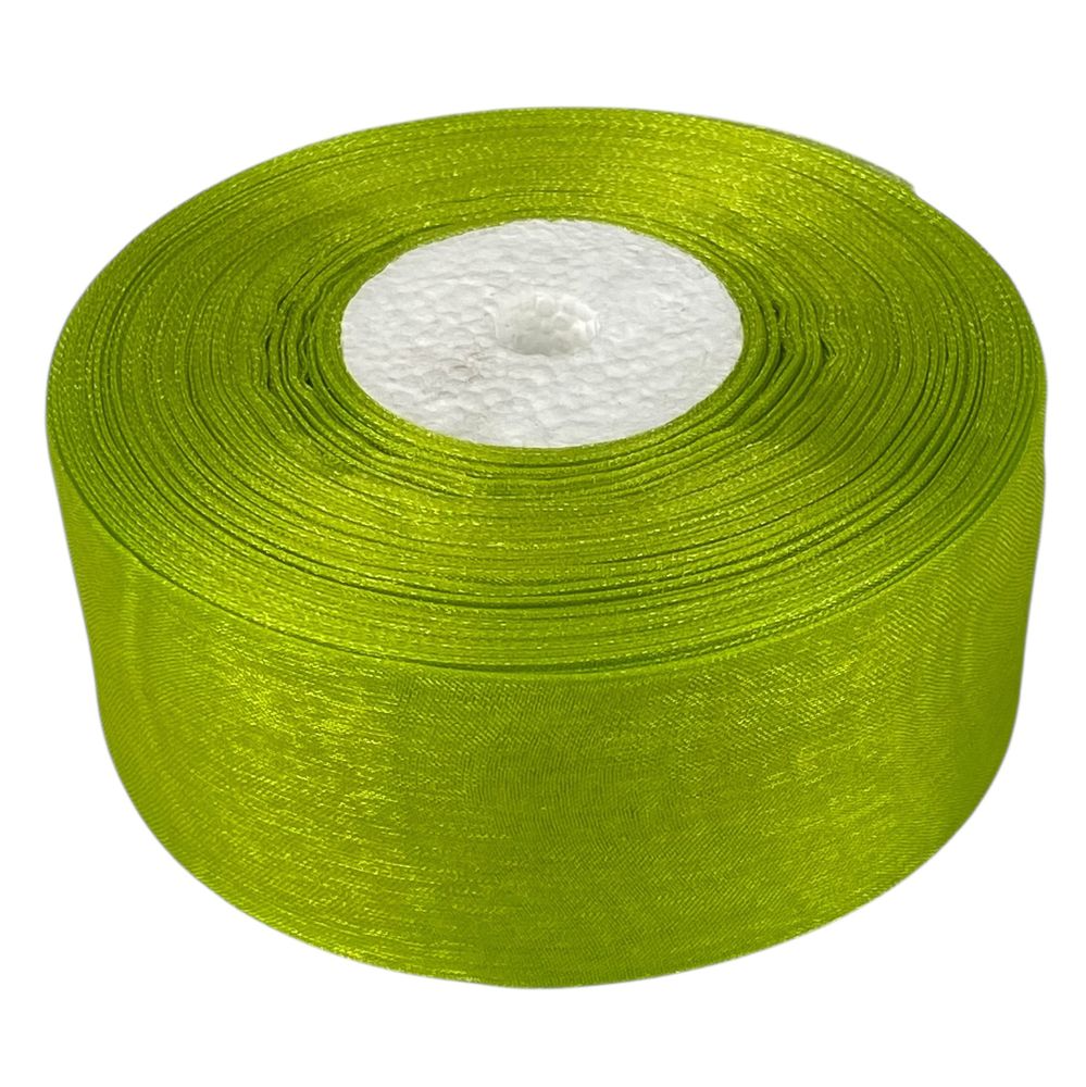 Лента с органзы  оливковая 4,0 см х  50 ярдов Зеленый Marill (D02040-68)
