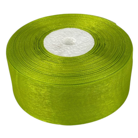 Лента с органзы  оливковая 4,0 см х  50 ярдов Зеленый Marill (D02040-68)