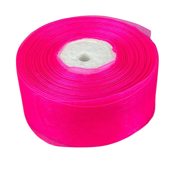 Лента с органзы  ярко розовая 4,0 см х  50 ярдов Розовый Marill (D02040-014)