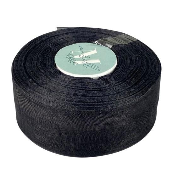 Лента с органзы черная 4,0 см х  50 ярдов Черный Marill (D02040-1039)