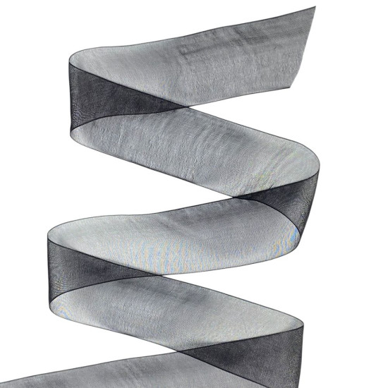 Лента с органзы черная 4,0 см х  50 ярдов Черный Marill (D02040-1039)