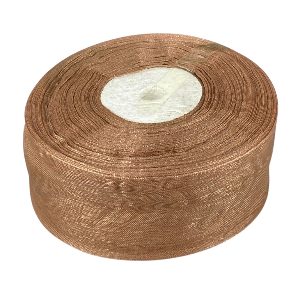 Лента с органзы "молочный шоколад" 4,0 см х  50 ярдов Коричневый Marill (D02040-160)