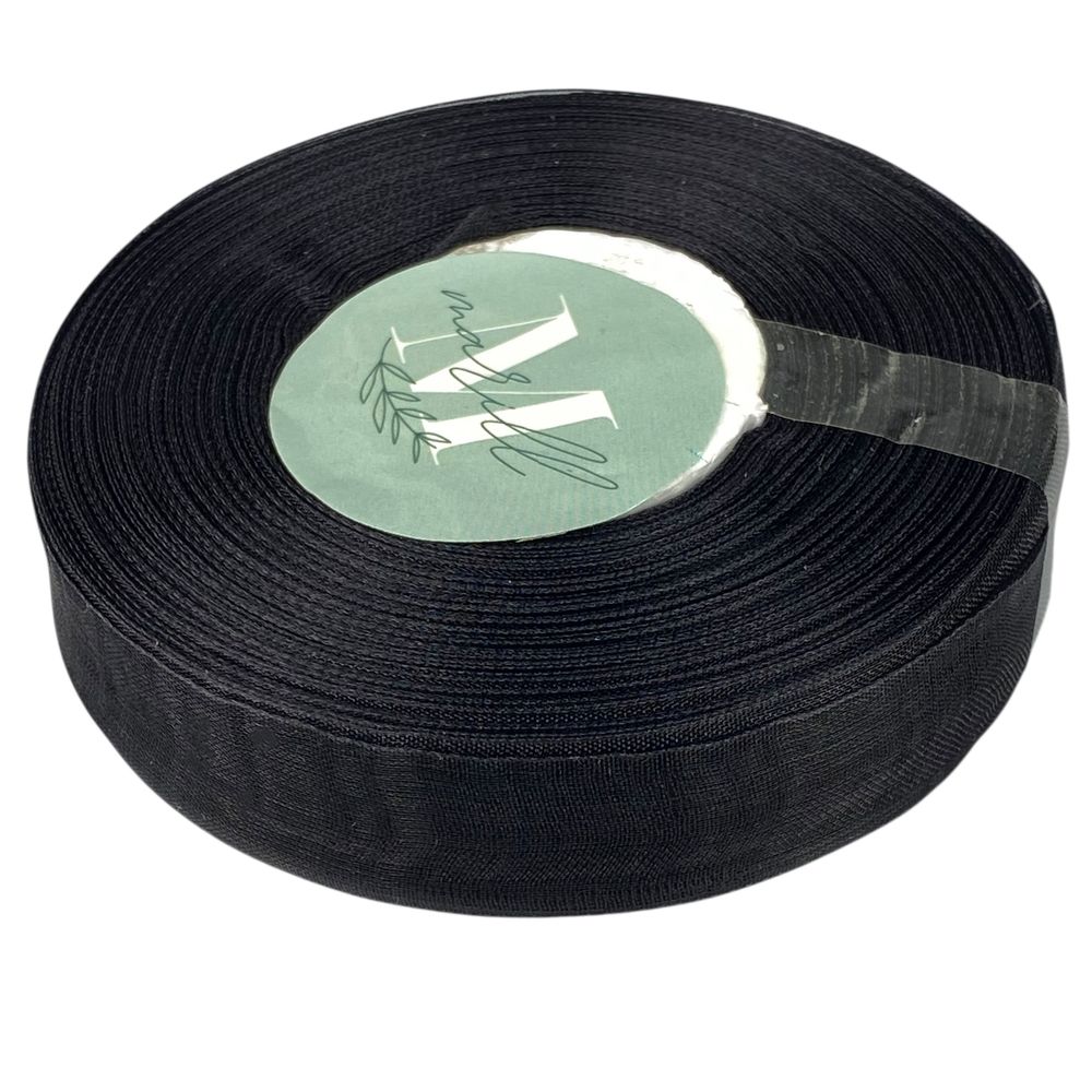 Лента с органзы чёрная 2,0 см х  50 ярдов Черный Marill (D02020-1039)