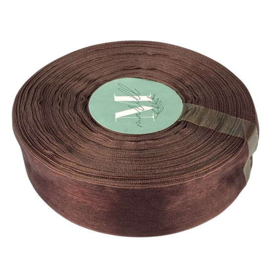 Лента с органзы  коричневая 2,5 см х  50 ярдов Коричневый Marill (D02025-bk05)
