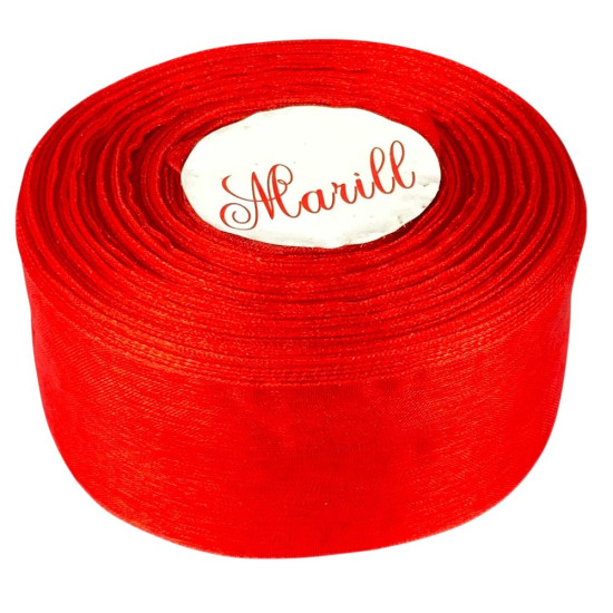 Лента с органзы  красная 4,0 см х  50 ярдов Красный Marill (D02040-1026)