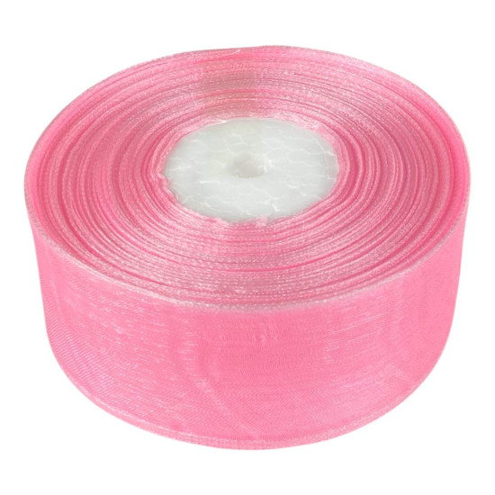 Лента с органзы  розовая 4,0 см х  50 ярдов Розовый Marill (D02040-1004)