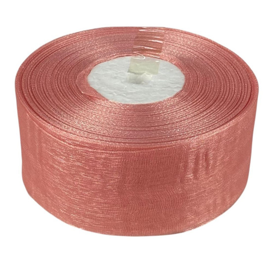 Лента с органзы  пудра 4,0 см х  50 ярдов Розовый Marill (D02040-1041)