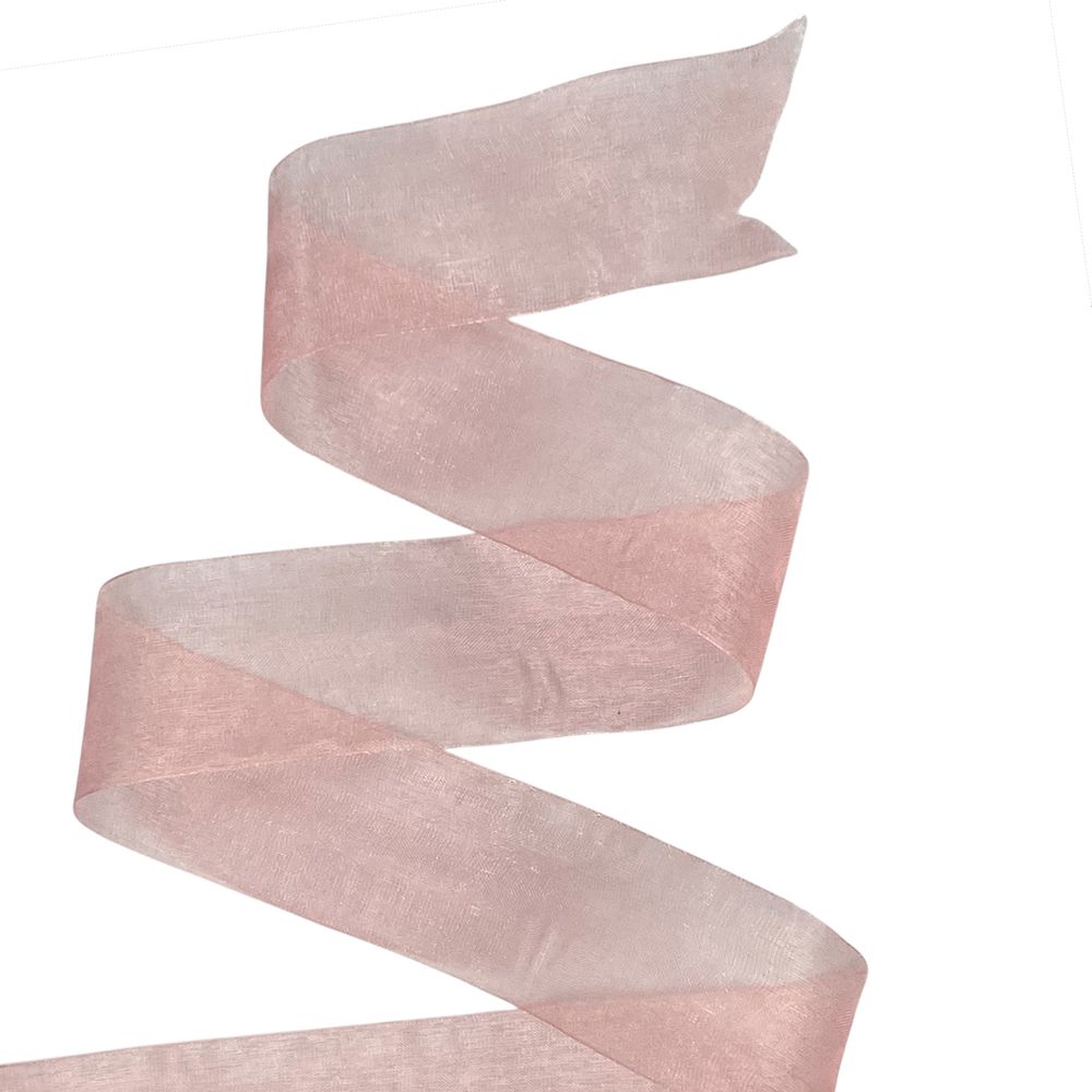 Лента с органзы  пудра 4,0 см х  50 ярдов Розовый Marill (D02040-1041)