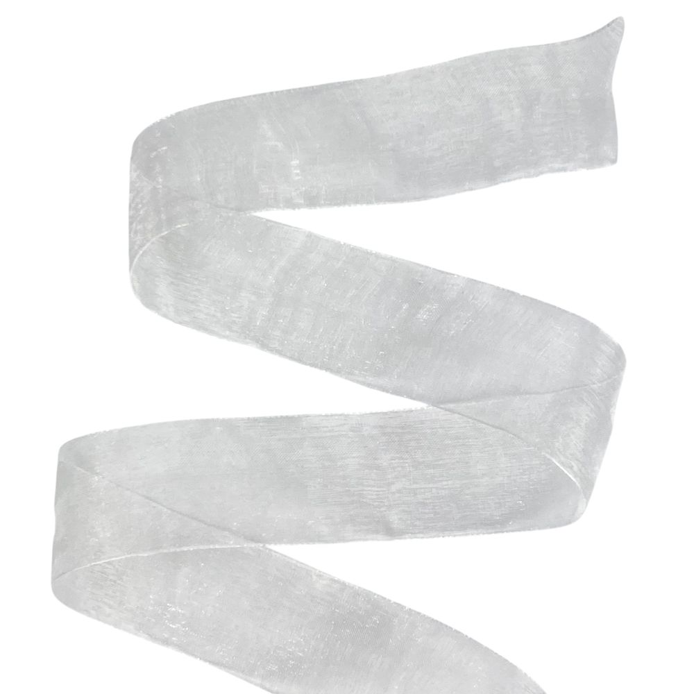 Лента с органзы  белая 4,0 см х  50 ярдов Белый Marill (D02040-1001)