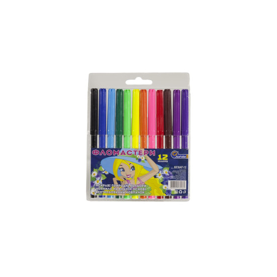 Фломастер з вент. колп. "Girl" 12 кол., В жест.уп., J.Otten / 12/192 (6816AF-12)