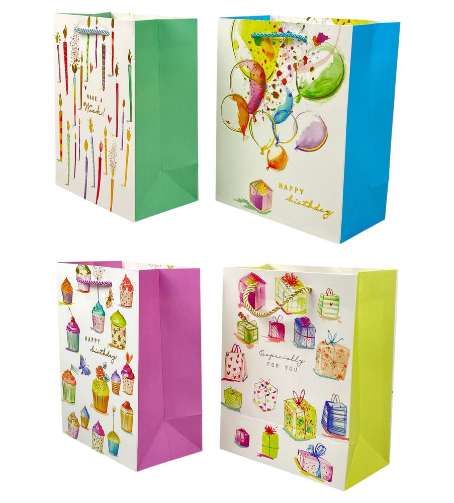Пакет подарочный с фольгой 18 х 23 х 10см, 210гр, Happy Birthday (3923S)