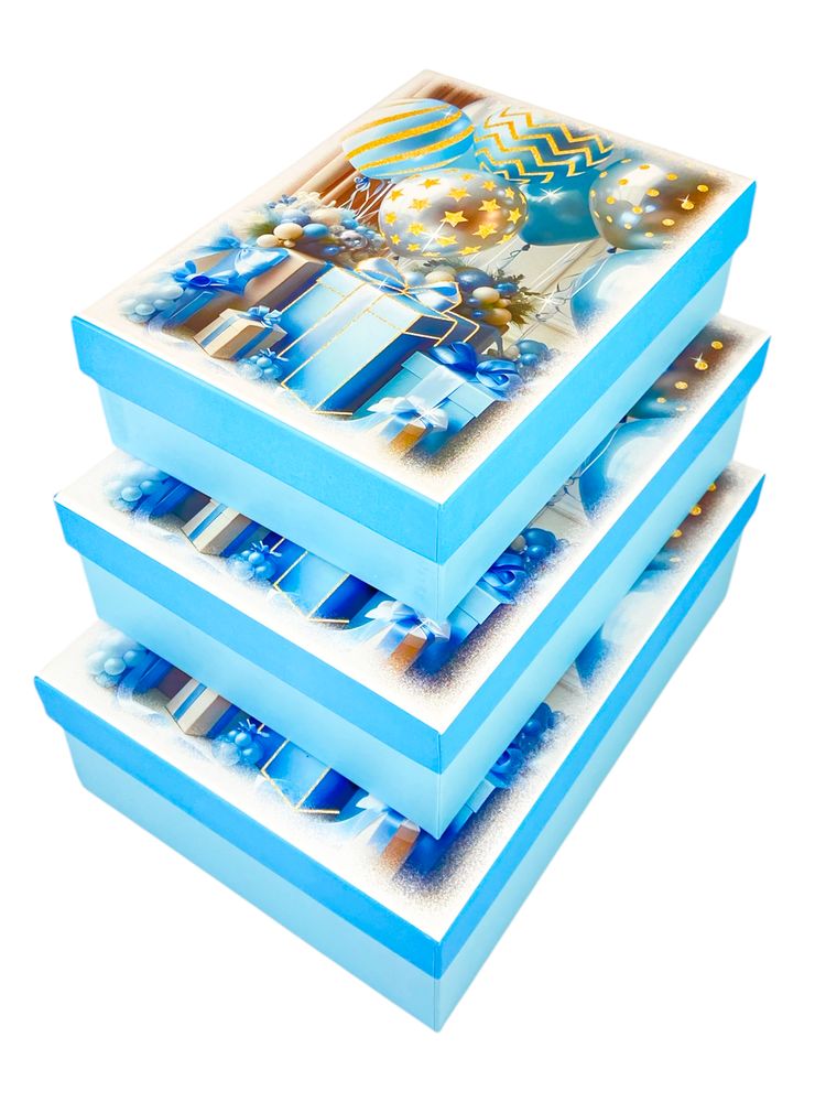 Коробка подарункова  "3D кульки" 29 х 21 х 9,5см, набір  3 шт (1033Y-508L)