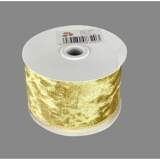 Стрічка оксамитова новорічна  63мм, золота 10 ярд (D30253 gold)
