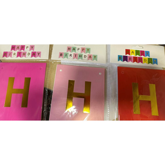 Гірлянда прапорці HAPPY BIRTHDAY 12 х 17см, різнокольорові (HB-1101)