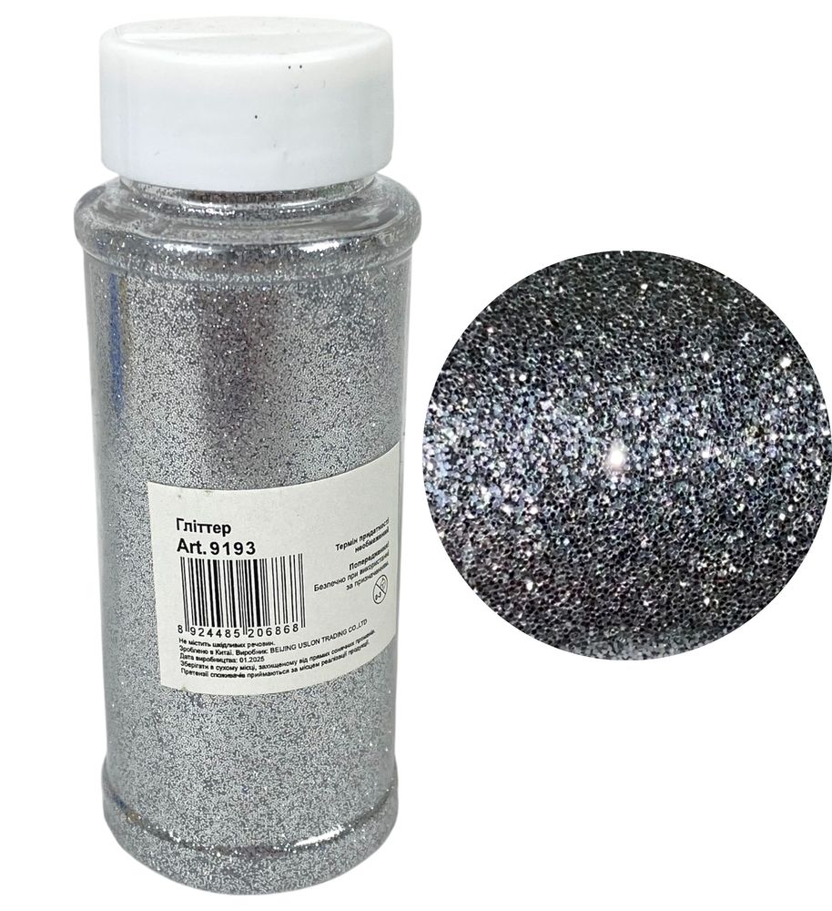 Глиттер (присыпка) 100мл  серебро Серебряный Без бренда (ZA 100-8006/9193)