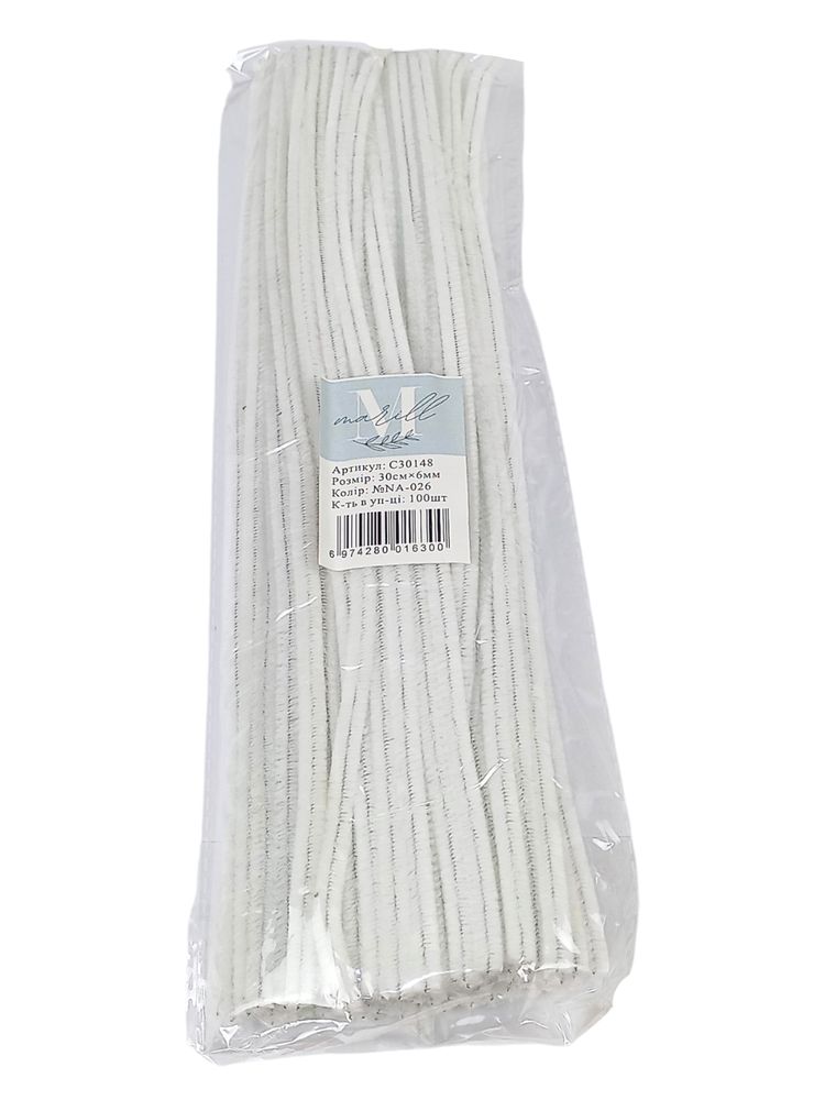 Синельная проволока, 300 х 6мм молочный, 100 шт (C30148 milky-KR-026)