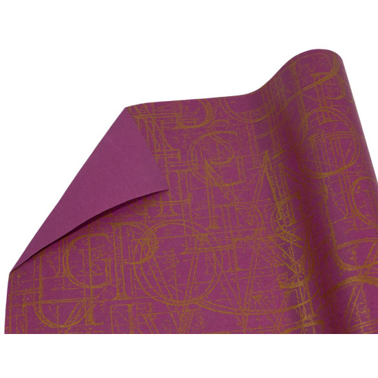 Крафт-папір подарунковий двосторонній, бордовий, золота абстракція , 0,7х8м Unison (Пт 500.7)