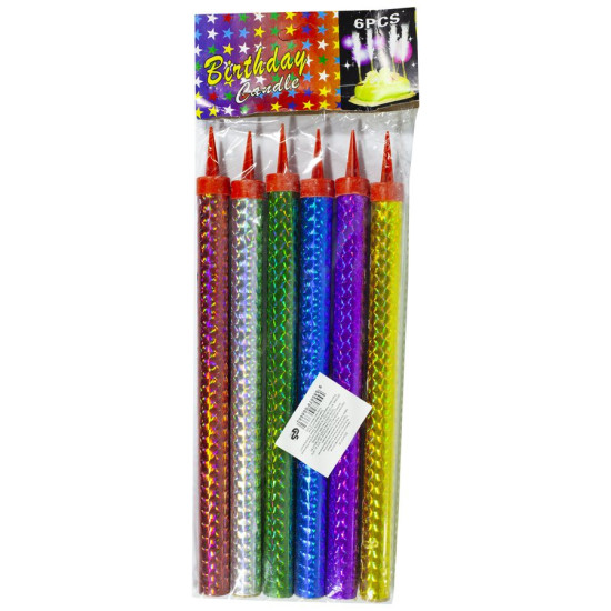 Набор свечей для торта "Холодный фонтан" "Радуга" 20смх1,5см 6 цветов Unison (1227-20)