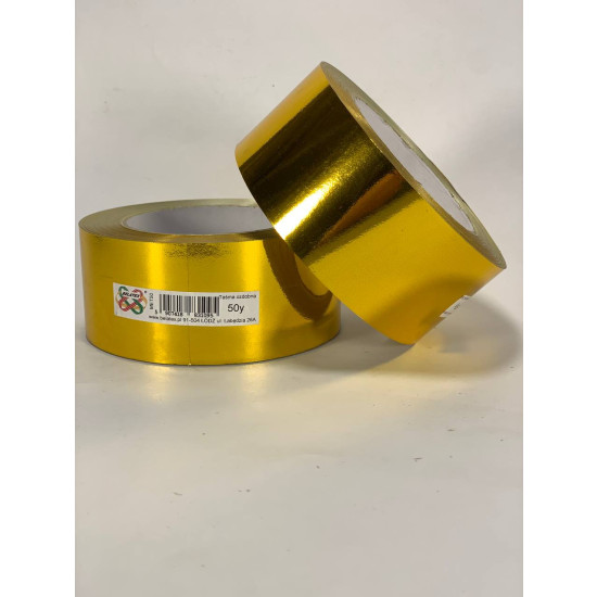 Лента пластиковая 5см, 50 ярд,  золотая металлизированная , BELATEX (MET50-gold)