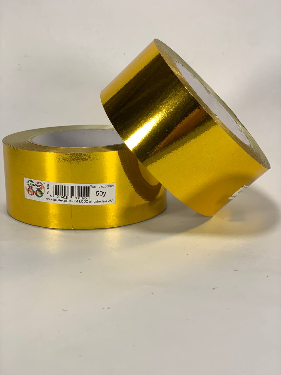 Лента пластиковая 5см, 50 ярд,  золотая металлизированная , BELATEX (MET50-gold)