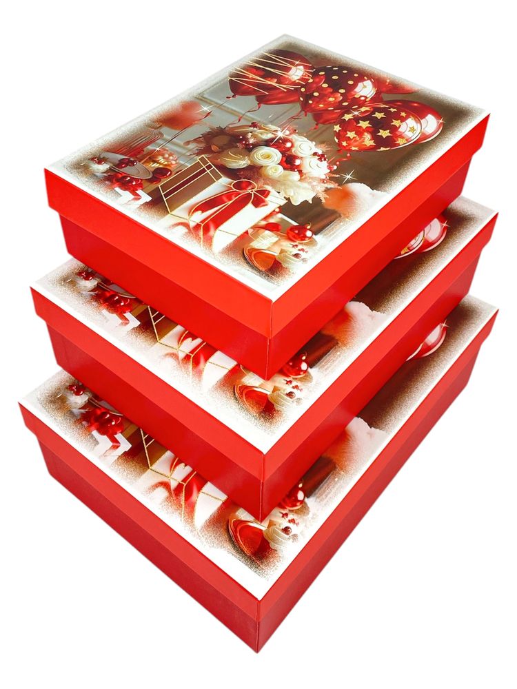 Коробка подарункова  "3D кульки" 29 х 21 х 9,5см, набір  3 шт (1033Y-506L)