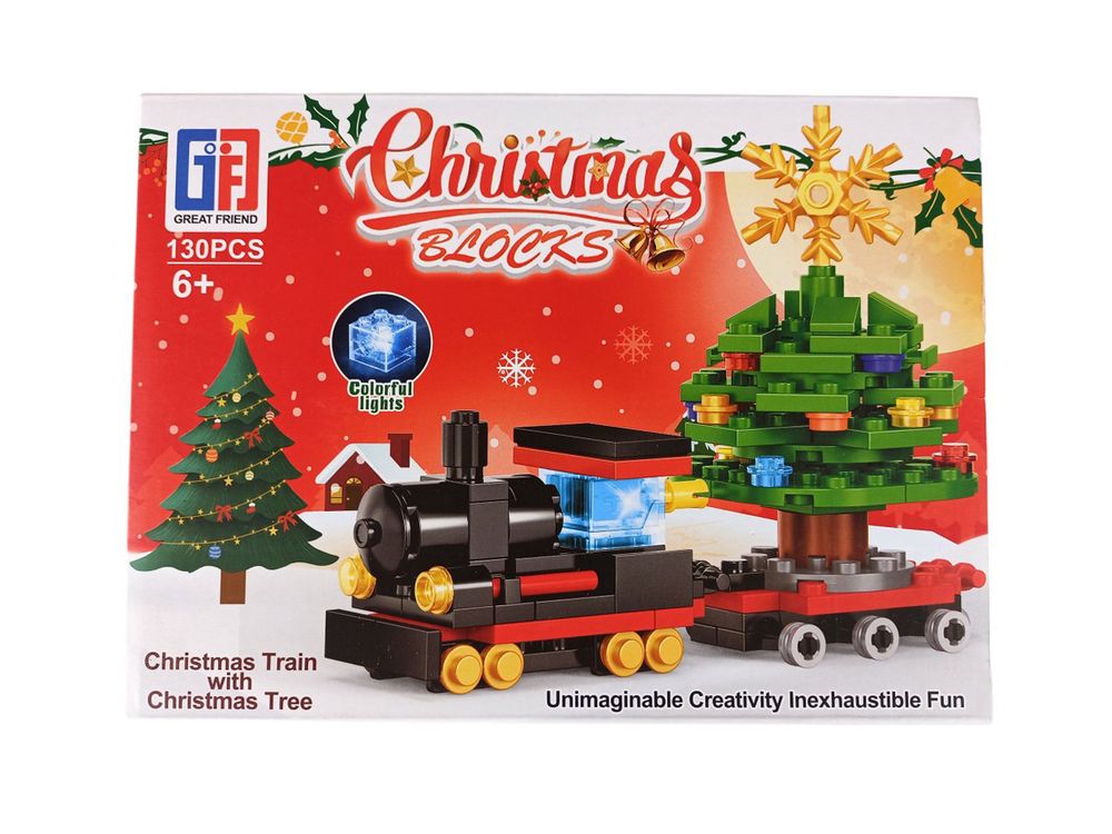 Конструктор 130 деталей "Новорічний поїзд з ялинкою" (123-658)