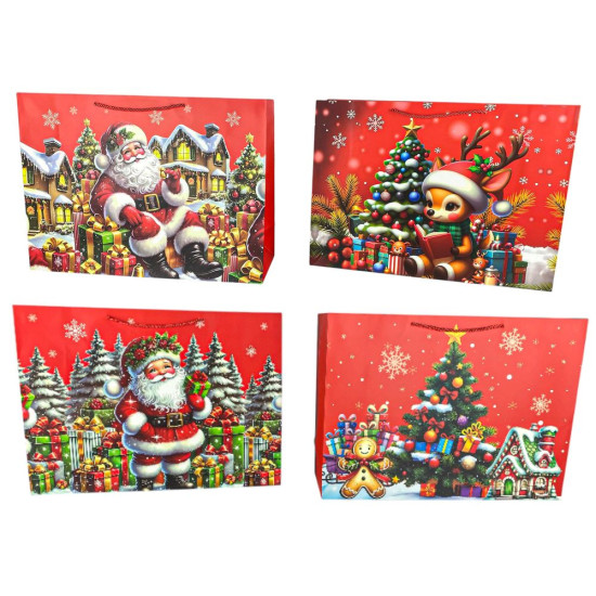 Пакет паперовий подарунковий Новорічний 42 х 31 х 14см,210г/м2 (618-42)