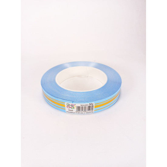Стрічка пластикова 2см, 50 ярд,  блакитна + 3 золоті смужки Блакитний Unison (PAS20 - light blue)