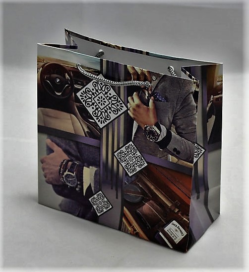 Пакет подарочный мужская серия 130гр, 16 х 16 х 8см (12шт/уп) Unison (PVM161608M)