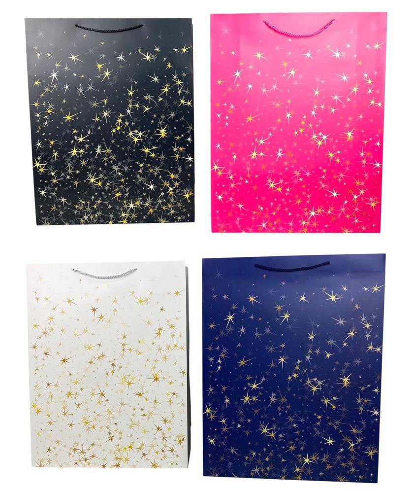 Пакет подарунковий 210гр,  55 х 43 х 15см Зірки Різнокольоровий Unison (351XL)