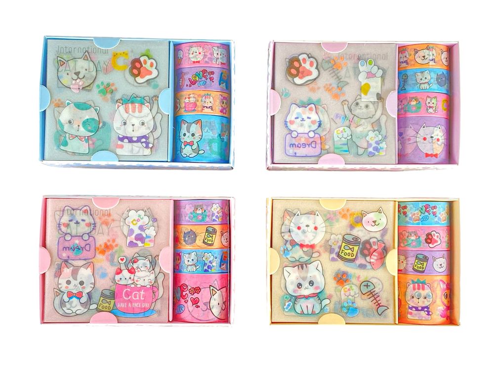 Набір наліпки + стрічки декоративні паперові Washi 4шт (MZ-08)