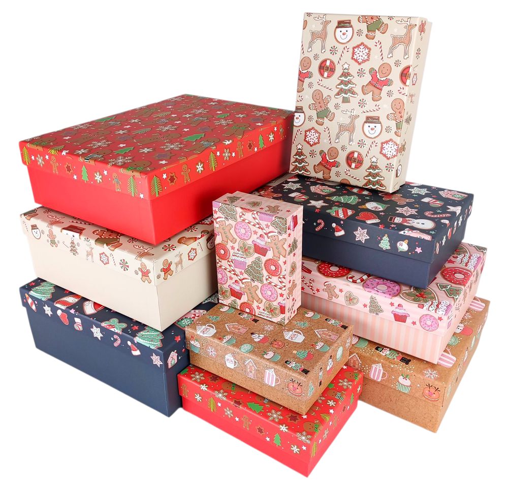 Подарункова новорічна коробка прямокутна  37 х 27 х 11см   , 10шт/наб (108170)