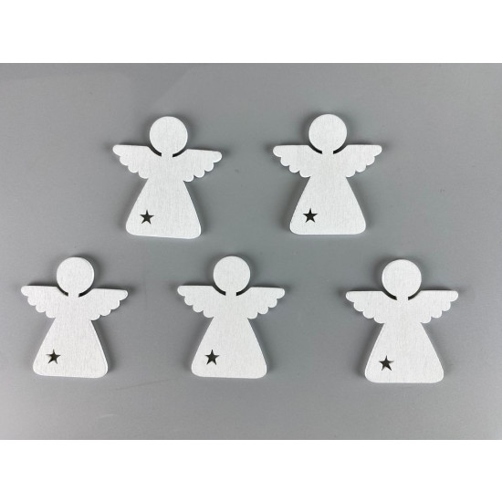Дерев'яний ангел з зірочкою 5 х 6см, білий, 5шт (TK-030)