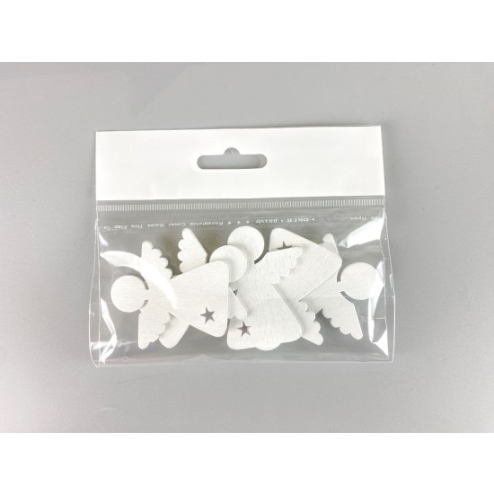 Дерев'яний ангел з зірочкою 5 х 6см, білий, 5шт (TK-030)