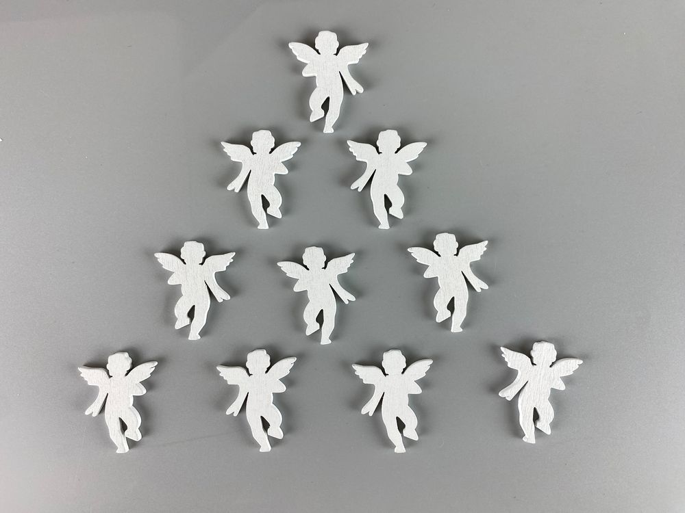 Дерев'яний ангел 2 х 3см, білий, 10шт (TK-003)