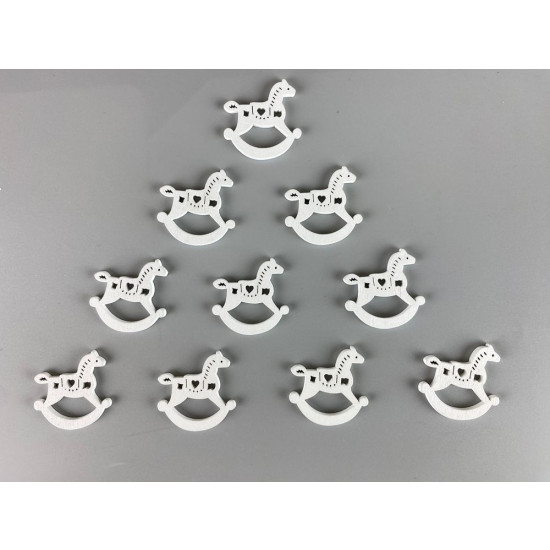 Дерев'яна конячка з сердечком  2 х 3см, біла, 10шт (TK-012)