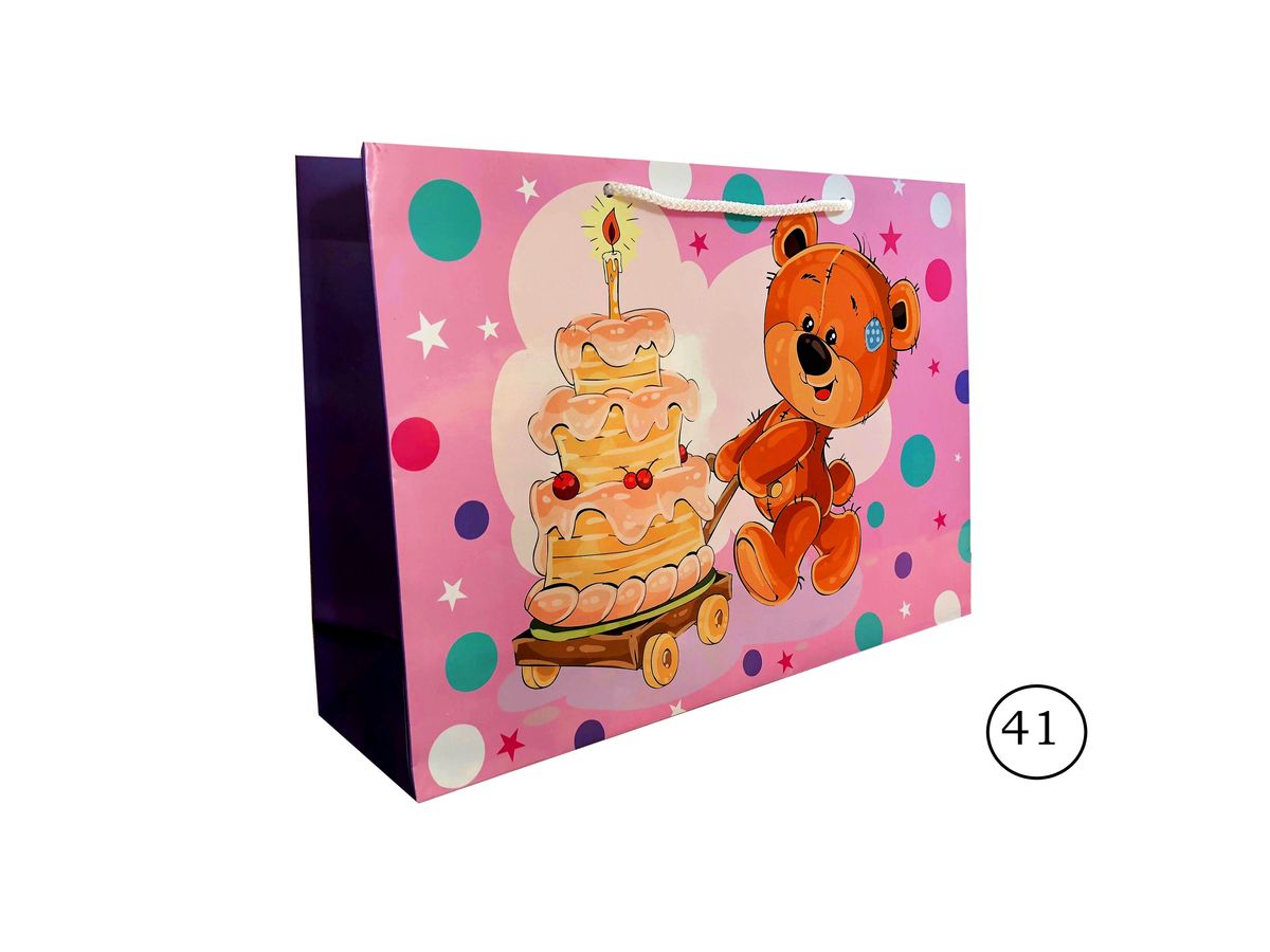 Детский пакет подарочный ламинированный 25 х 37,5 х 10 см, 170г/м2 Разноцветный Unison (W4  C)