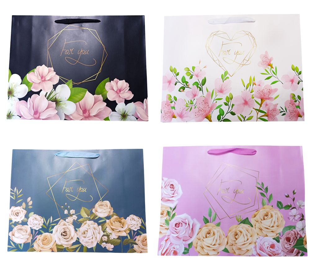 Пакет подарочный 47 х 36 х 15см,, 4 дизайни (QZHZD-911-1-2-3-4)