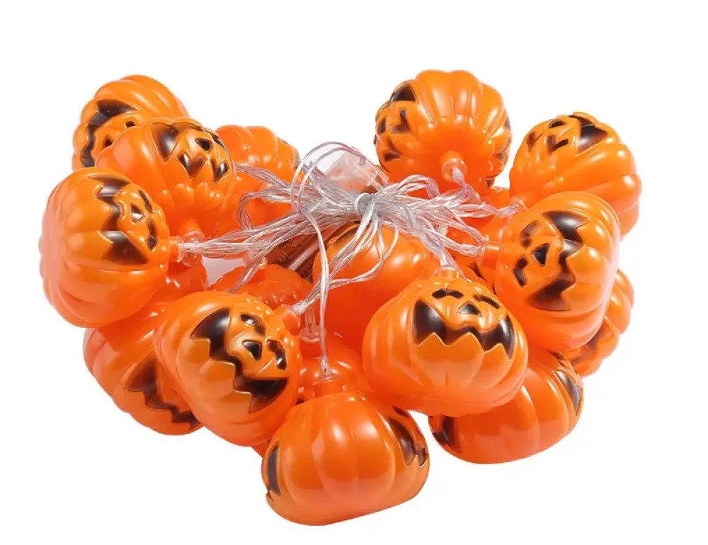 Гірлянда фігурки 12 LED, "ХЕЛОУІН-ГАРБУЗ", 5м+ перехідник, теплий білий (1698-11)