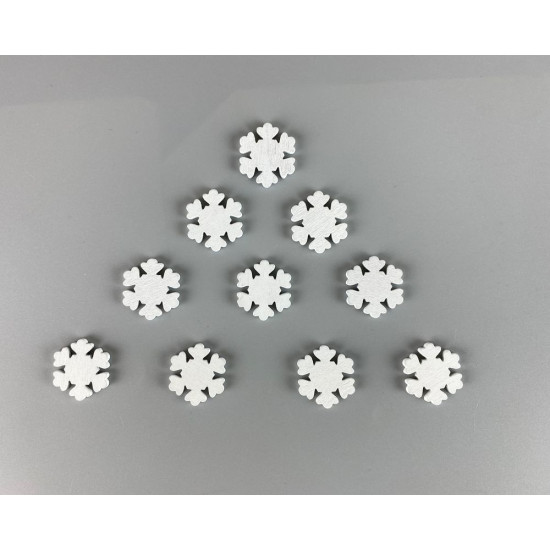 Дерев'яна сніжинка 2 х 3см, біла, 10шт (TK-005)