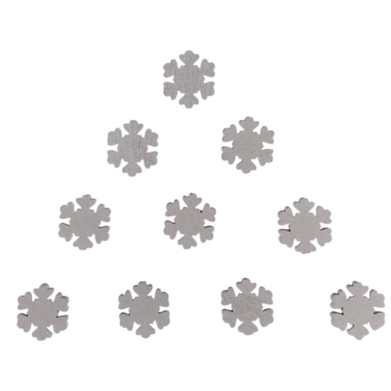 Дерев'яна сніжинка 2 х 3см, біла, 10шт (TK-005)