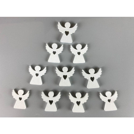 Дерев'яний ангел з сердечком  2 х 3см, білий, 10шт (TK-013)