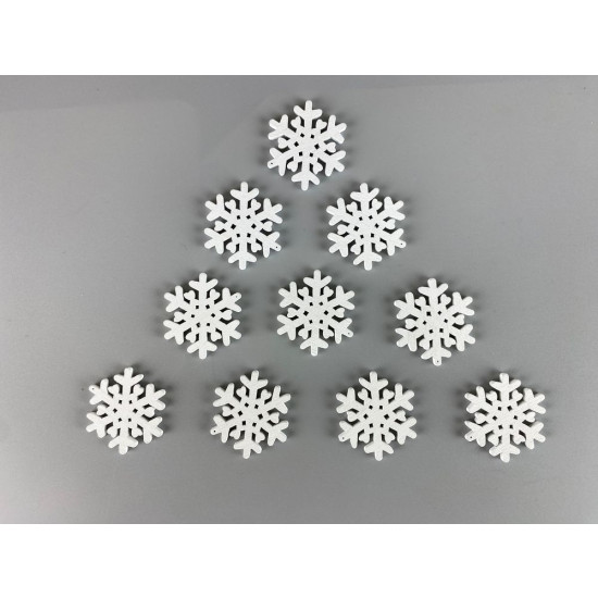 Дерев'яна сніжинка-підвіска з сердечками  2 х 3см, біла, 10шт (TK-011)